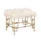23" Gold & White Iron & Fabric Contemporary Stool